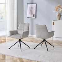 Fauteuil pivotant 360° rembourré, piètement métal laqué stable, patins antidérapants, 48x50x85 cm, Gris(m-4)