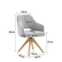Lot de 2 chaises pivotantes style rétro luxe léger, revêtement en tissu structuré, 45x48x85 cm, Couleur naturelle(m-3)
