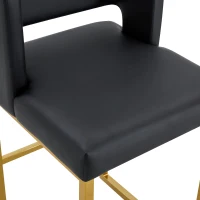 Lot de 2 tabourets de bar nordiques, design carré moderne, imperméable et facile à nettoyer, 48x53.3x91.4 cm, Noir+Doré(m-9)