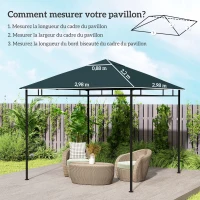 Outsunny Toile de rechange pour pavillon tonnelle tente toit de remplacement gazebo de jardin tissu polyester 180 g/m²(m-3)