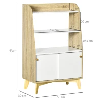 HOMCOM Mobile da Salotto con Scaffale Aperto a 2 Livelli e Armadietto a 2 Ante, in Truciolato e Legno di Pino, 58x30x93 cm(m-3)