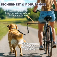 PawHut Hondenriem voor Fiets, Elastisch Koord, Stalen Buis, 124 cm, Zwart(m-5)