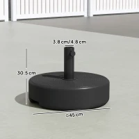 Outsunny Pied de parasol, socle parasol extérieur Remplissable jusqu'à 19 kg avec Sable ou 15 kg avec Eau, Ø 45 x 30,5 cm, noir(m-3)
