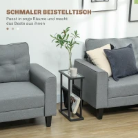 HOMCOM Bijzettafel in Metaal met Stoffen Tas en Glazen Blad, Smalle Tafel voor Woonkamer, Slaapkamer, Zwart(m-4)