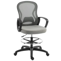 Vinsetto Chaise bureau ergonomique, fauteuil de bureau avec repose-pieds et accoudoirs, en maille, 59 x 65 x 123 cm, Gris(m-1)