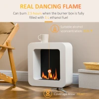 HOMCOM Wall Mounted Ethanol Fireplace, Bioethanol Heater Stove Fire with 1L Tank, 2.5 Hour Burning Time, 48 x 48 cm, White(m-4)