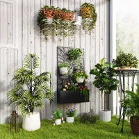Outsunny Fioriera Rialzata con Traliccio Decorativo per Rampicanti, da Terra e Parete, 61x23x113 cm, Nero(m-2)