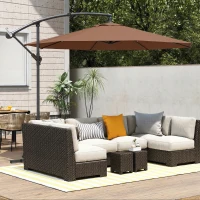 Outsunny 3 m Overhanging Cantilever Parasol, with Cross Base - Coffee(m-14)