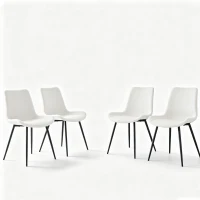Lot de 4 chaises de salle à manger en similicuir, design moderne, embouts antidérapants, 50x47x83 cm, Blanc+Noir(m-2)