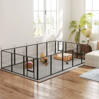 PawHut Parc pour chien, parc pour animaux, 16 panneaux, clôture portable pliable, sécurisé, noir(m-11)