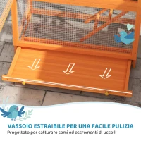 PawHut Voliera per Uccelli a 3 Porte con Casetta, Scaletta e Vassoio, in Legno e Metallo, 92x52x171 cm, Arancione e Verde(m-4)