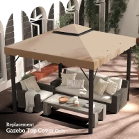 Outsunny Cobertura de Substituição para Pérgola 300x300 cm com Duplo Teto e 8 Orifícios de Drenagem Cáqui(m-10)