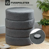 HOMCOM Hocker, rond, teddyfleece, metalen frame, tot 120kg, Φ40x45H cm, Donkergrijs(m-5)