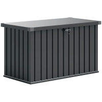 Outsunny Ladă de Exterior de 400L din Oțel Galvanizat cu Încuietoare și 2 Chei, 124x66x72 cm, Gri Închis