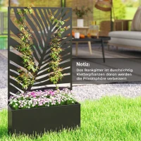 Outsunny verhoogde plantenbak met scherm, bloembak van metaal, tuinklimrek 61 x 23 x 113 cm(m-8)