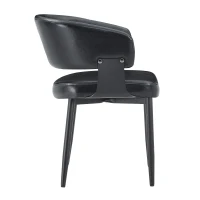 Lot de 2 chaises de salle à manger style mid-century, design tonneau, haute densité ergonomique, 46.5x48x77.3 cm, Noir(m-11)