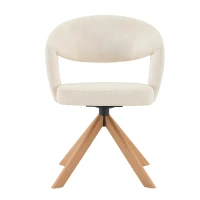 Lot de 2 chaises pivotantes rétro-luxe, patins feutre antidérapants, rotation 360° silencieuse, 47x47.5x81.5 cm, Couleur naturelle(m-2)
