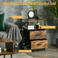 HOMCOM Woonkamerkast, Bijzetkast, Stoffen Lades, MDF, Staalframe, Rustiek Bruin(m-4)