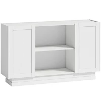 HOMCOM Sideboard Buffet Cabinet, 133 cm Storage Cabinet with 2 Open Shelves, 2 Cupboards and Soft Close Doors, White(m-1)