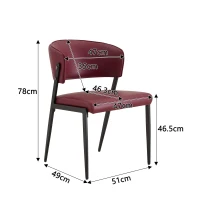 Chaise de salle à manger moderne rembourrée, design épuré, dossier ergonomique, 51x49x78 cm, Rouge(m-3)