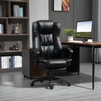 Vinsetto Sedia da Ufficio ad Altezza Regolabile con 6 Punti Massaggianti, in Finta Pelle, 68.5x68.5x113-121 cm, Nera(m-10)