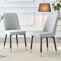 Lot de 2 chaises de salle à manger modernes, assise rembourrée, embouts antidérapants, 43x41.5x89 cm, Gris clair(m-1)