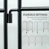 Outsunny Decorative Garden Fencing, 43in x 11.4ft Outdoor Picket Fence Panels, 8PCs Rustproof Steel Wire Landscape Flower Bed Border Edging Animal Barrier, Black(m-5)