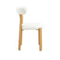 Lot de 2 chaises rembourrées, revêtement bouclé sherpa respirant, design moderne, 55,5x44x79 cm, Blanc(m-9)