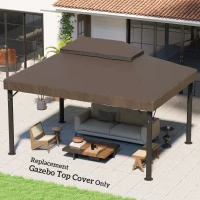 Outsunny Toldo de Substituição para Pérgola 4x3 m Toldo para Pérgola com Teto Duplo e Proteção UV 30+ Café(m-10)