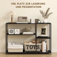 HOMCOM Consoletafel, 4 Niveaus, Stalen Frame, voor Hal, Woonkamer, Zwart(m-4)