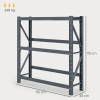 HOMCOM Raft Autoportant pentru 6 Lăzi de Băuturi cu 3 Niveluri cu Polițe Ajustabile, 110x30x110cm, Gri(m-3)