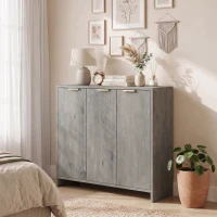 HOMCOM Sideboard Cabinet, Modern Storage Cabinet with 3 Doors and Adjustable Shelves for Living Room, Dining Room, Grey(m-9)