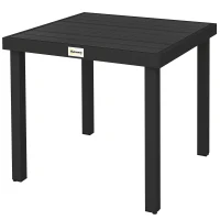 Outsunny 78 cm Garden Dining Table for 4 People, Square Outdoor Coffee End Side Table with Aluminium Legs, Black(m-11)