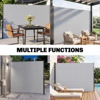 Outsunny Store latéral Brise-Vue paravent rétractable dim. 3L x 2H m alu. Polyester Anti-UV Haute densité 180 g/m² gris clair(m-8)