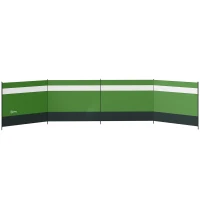 Outsunny Camping Windbreaker with Clear Windows, Carry Bag and Steel Poles, for Beach Caravan Campervan, 725 x 140cm, Army Green(m-1)