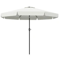 Outsunny 2.7m Patio Parasol Garden Umbrellas with Aluminium Pole, UPF 50+ Outdoor Sun Shade Table Umbrella with Tilt, Crank, 8 Ribs, Ruffles, White(m-10)