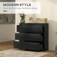 HOMCOM Chest of Three Drawers - Black(m-4)