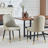 Lot de 2 chaises de salle à manger, dossier motif éclair stylé, déperlante et facile d'entretien, 47.3x44x91 cm, Gris chaud(m-1)