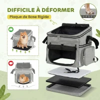 PawHut Panier de Vélo Avant Portable pour Chiens Chats, Laisse de Sécurité, Couvercle Détachable, 33x26x35cm, Gris Clair(m-5)