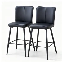 Ensemble 2 tabourets de bar 101 cm, dossier ergonomique, pieds réglables antidérapants, 44x44x101 cm, Noir(m-2)