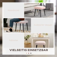HOMCOM Kruk, Voetsteun, Gepolsterde Zitplaats, Kasjmier-Look, Stalen Poten, 42 x 42 x 44 cm, Roze(m-5)