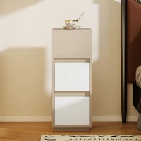 HOMCOM Slim Bedside Table, Narrow Bedside Cabinet with Open Shelf and 2 Drawers for Bedroom, Living Room, Natural Wood Finish(m-11)