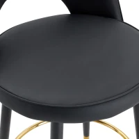 Tabouret de bar pivotant 360°, dossier ajouré design, lot de 2, 44x44x91.5 cm, Noir(m-10)