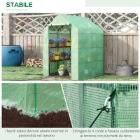 Outsunny Serra da Giardino con Scaffali, Copertura in PE e Porta Avvolgibile, 143x138x190 cm, Verde(m-4)