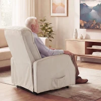 HOMCOM Fotoliu Electric cu Ridicare, Fotoliu Relax cu Masaj și Încălzire, Bej(m-8)