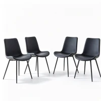 Lot de 4 chaises de salle à manger en similicuir, design moderne, embouts antidérapants, 50x47x83 cm, Noir(m-2)