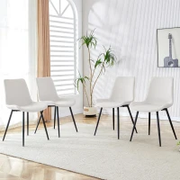 Lot de 4 chaises de salle à manger en similicuir, design moderne, embouts antidérapants, 50x47x83 cm, Blanc+Noir(m-1)