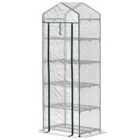 Outsunny Mini-kas voor Bloemen of Groenten, Staal, Plastic, 69L x 49B x 193H cm, Wit(m-10)