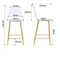 Lot de 2 tabourets de bar transparents, design moderne et aérien, 51x45x102 cm, Doré(m-3)
