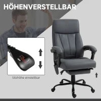 Vinsetto Massage-bureaustoel met Verwarmingsfunctie, Voetsteun, Kantelbare Rugleuning, tot 120 kg, Donkergrijs(m-5)